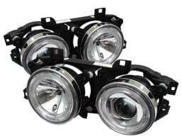 BMW 5 Series Spyder Projector Headlights - LED Halo - Chrome - 444-BMWE34-HL-C