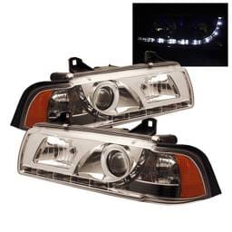 BMW 3 Series 2DR Spyder Projector Headlights - NOT FIT TI MODEL - DRL - Chrome - 444-BMWE36-2D-DRL-C
