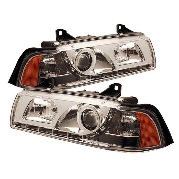 BMW 3 Series 2DR Spyder Projector Headlights - NOT FIT TI MODEL - DRL - Chrome - 444-BMWE36-2D-DRL-C thumbnail 2