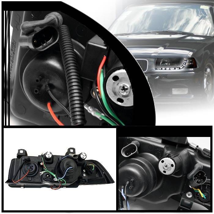BMW 3 Series 4DR Spyder Projector Headlights - DRL - Black - 444-BMWE36-4D-DRL-BK thumbnail 2