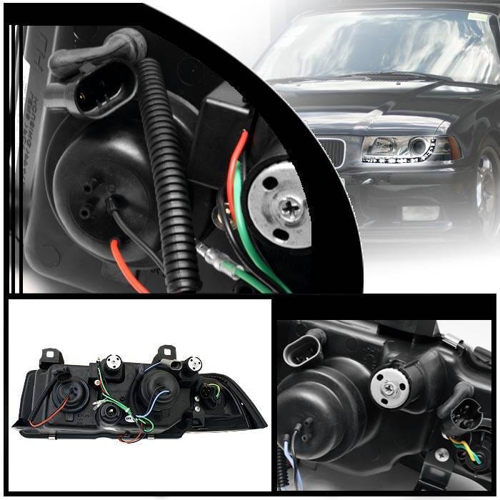 BMW 3 Series 4DR Spyder Projector Headlights - DRL - Chrome - 444-BMWE36-4D-DRL-C thumbnail 2
