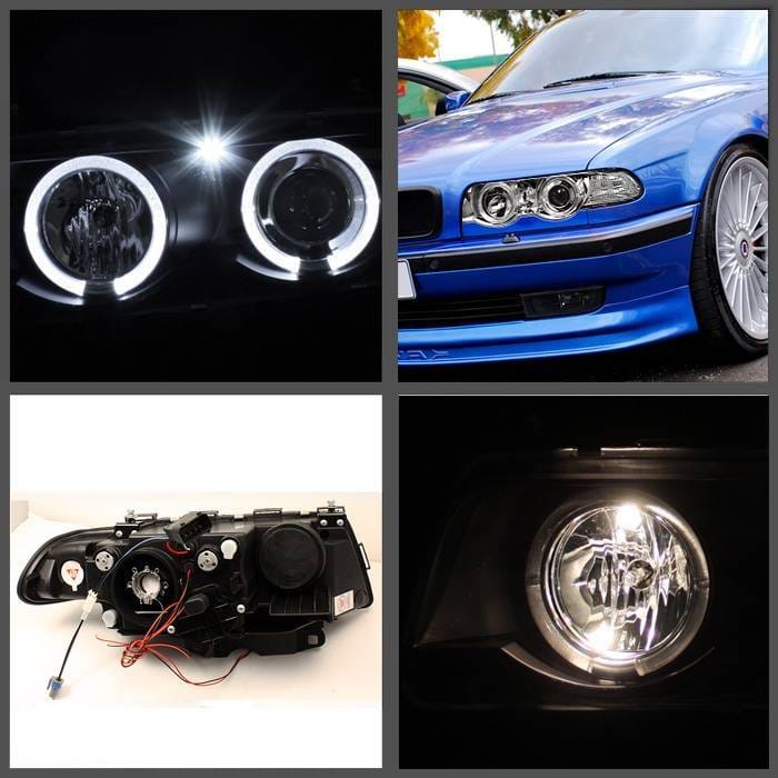 BMW 7 Series Spyder Projector Headlights - Xenon HID Model Only - LED Halo - Chrome - 1PC - 444-BMWE3899-HID-HL-C thumbnail 2