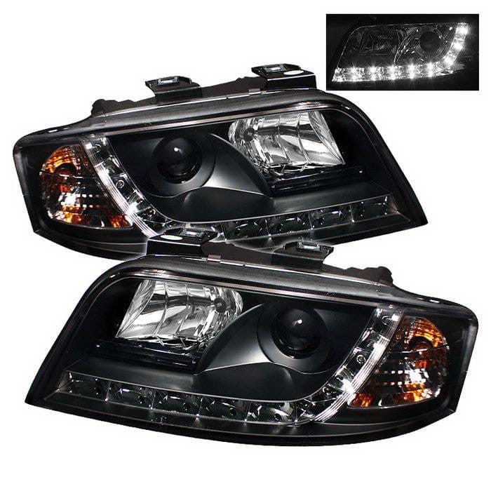 Audi A6 Spyder Daytime Running LED Projector Headlights - Black - 444-BMWE3899-HID-HL-C
