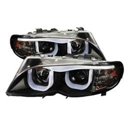 BMW 3 Series 4DR Spyder Projector Headlights - 3D Halo - Black - 444-BMWE4602-4D-3DDRL-BK