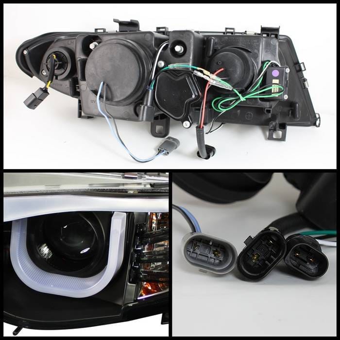BMW 3 Series 4DR Spyder Projector Headlights - 3D Halo - Black - 444-BMWE4602-4D-3DDRL-BK thumbnail 2