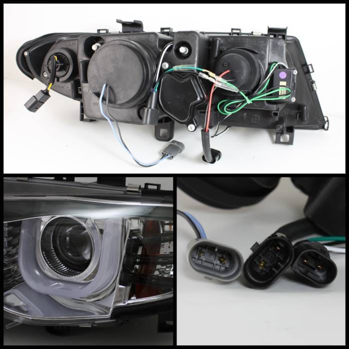 BMW 3 Series 4DR Spyder Projector Headlights - 3D Halo - Chrome - 444-BMWE4602-4D-3DDRL-C thumbnail 2