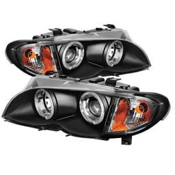 BMW 3 Series 4DR Spyder Projector Headlights - LED Halo - Black - 444-BMWE4602-4D-AM-BK
