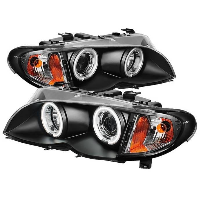 BMW 3 Series 4DR Spyder Projector Headlights - CCFL Halo - Black - 444-BMWE4602-4D-AM-CCFL-BK