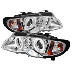BMW 3 Series 4DR Spyder Projector Headlights - CCFL Halo - Chrome - 444-BMWE4602-4D-AM-CCFL-C