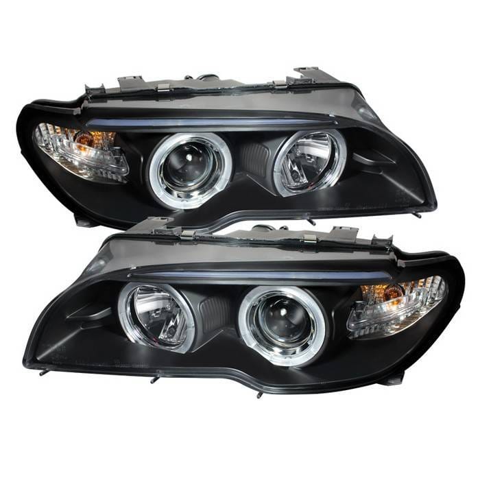 BMW 3 Series 2DR Spyder Halo LED - Projector Headlights - Black - 1PC - 444-BMWE4604-2DR-HL-BK