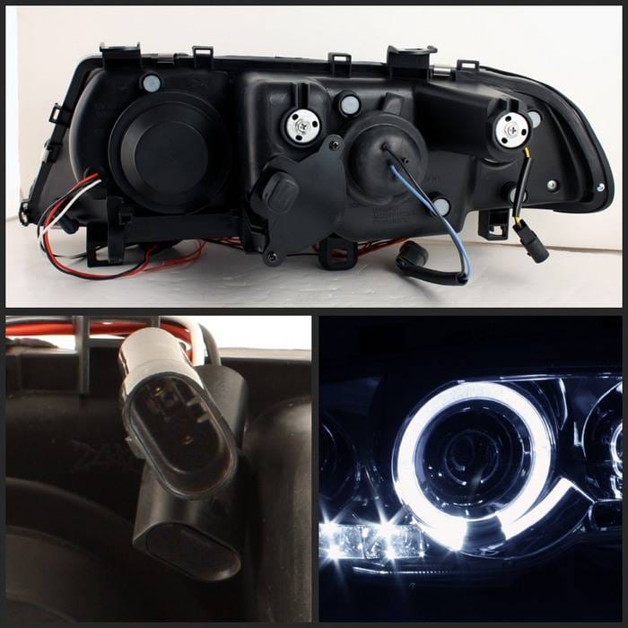 BMW 3 Series 2DR Spyder Projector Headlights - LED Halo - LED - Chrome - 1PC - 444-BMWE46-2D-HL-C thumbnail 2