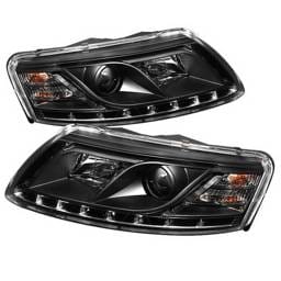Audi A6 Spyder Daytime Running LED Projector Headlights - Black - 444-BMWE46-2D-HL-C
