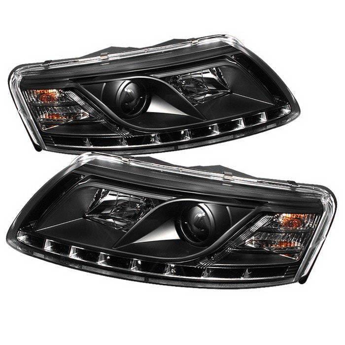 Audi A6 Spyder Daytime Running LED Projector Headlights - Black - 444-BMWE46-2D-HL-C