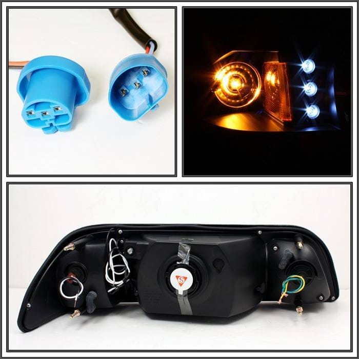 Ford Mustang Spyder LED Crystal Headlights - Black - 333-FM87-1PC-LED-BK thumbnail 2