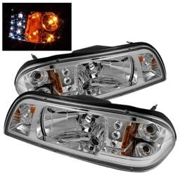 Ford Mustang Spyder LED Crystal Headlights - Chrome - 333-FM87-1PC-LED-C