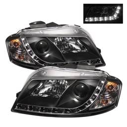 Audi A3 Spyder Projector Headlights DRL - Black - 444-AA306-DRL-BK