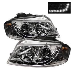 Audi A3 Spyder Projector Headlights DRL - Chrome - 444-AA306-DRL-C