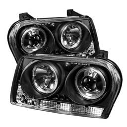 Chrysler 300 Spyder Projector Headlights - LED Halo - LED - Black - 444-C309-HL-BK