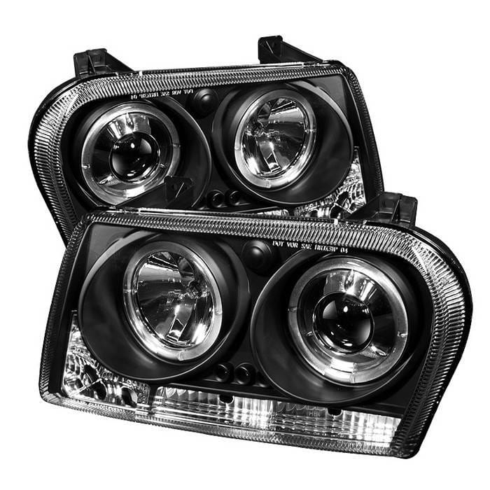 Chrysler 300 Spyder Projector Headlights - LED Halo - LED - Black - 444-C309-HL-BK