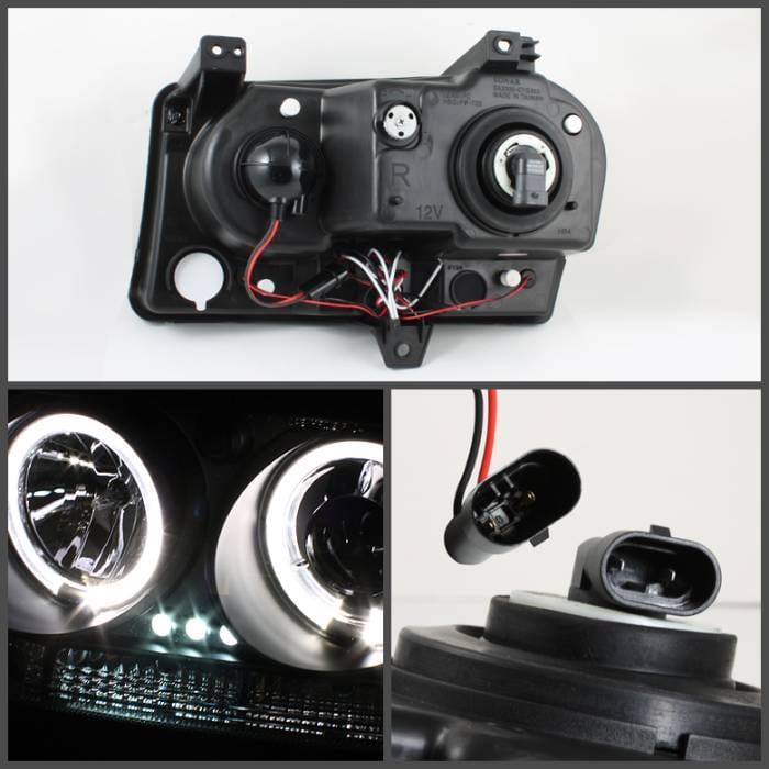 Chrysler 300 Spyder Projector Headlights - LED Halo - LED - Black - 444-C309-HL-BK thumbnail 2