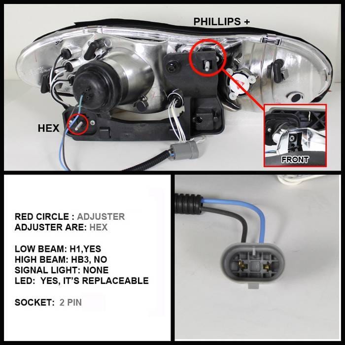 Chevrolet Camaro Spyder Projector Headlights - CCFL Halo - LED - Chrome - 444-CCAM98-CCFL-C thumbnail 2