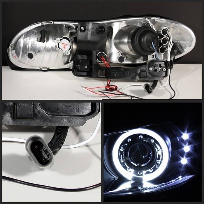 Chevrolet Camaro Spyder Projector Headlights - LED Halo - LED - Black - 444-CCAM98-HL-BK thumbnail 2