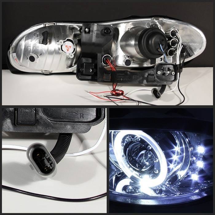 Chevrolet Camaro Spyder Projector Headlights - LED Halo - LED - Chrome - 444-CCAM98-HL-C thumbnail 2