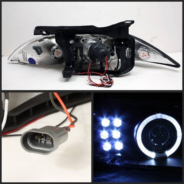 Chevrolet Cavalier Spyder Projector Headlights - LED Halo - replaceanle LEDs - Black - 444-CCAV95-BK thumbnail 2