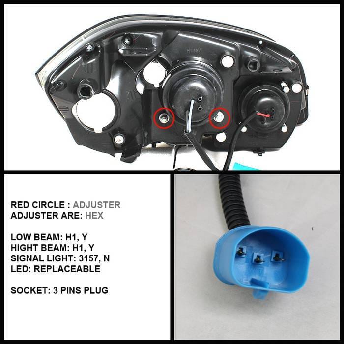 Chevrolet Cobalt Spyder Projector Headlights - CCFL Halo - LED - Black - 444-CCOB05-CCFL-BK thumbnail 2