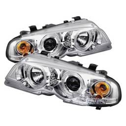 BMW 3 Series Spyder Halo LED Projector Headlights - Chrome - 444-BMWE9005-AM-BK