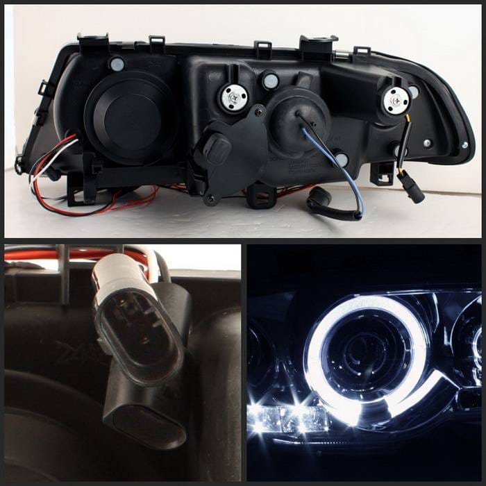 BMW 3 Series Spyder Halo LED Projector Headlights - Chrome - 444-BMWE9005-AM-BK thumbnail 2