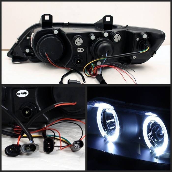 BMW Z3 Spyder Projector Headlights - LED Halo - Black - 444-BMWZ396-HL-BK thumbnail 2