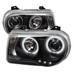 Chrysler 300 Spyder Projector Headlights - CCFL Halo - LED - Black - 444-C300C-CCFL-BK