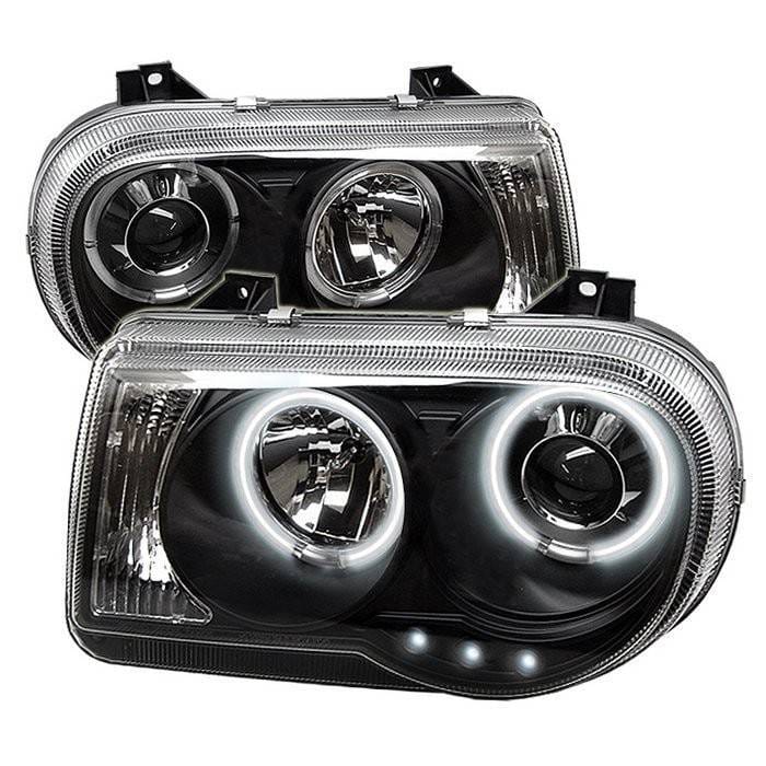 Chrysler 300 Spyder Projector Headlights - CCFL Halo - LED - Black - 444-C300C-CCFL-BK