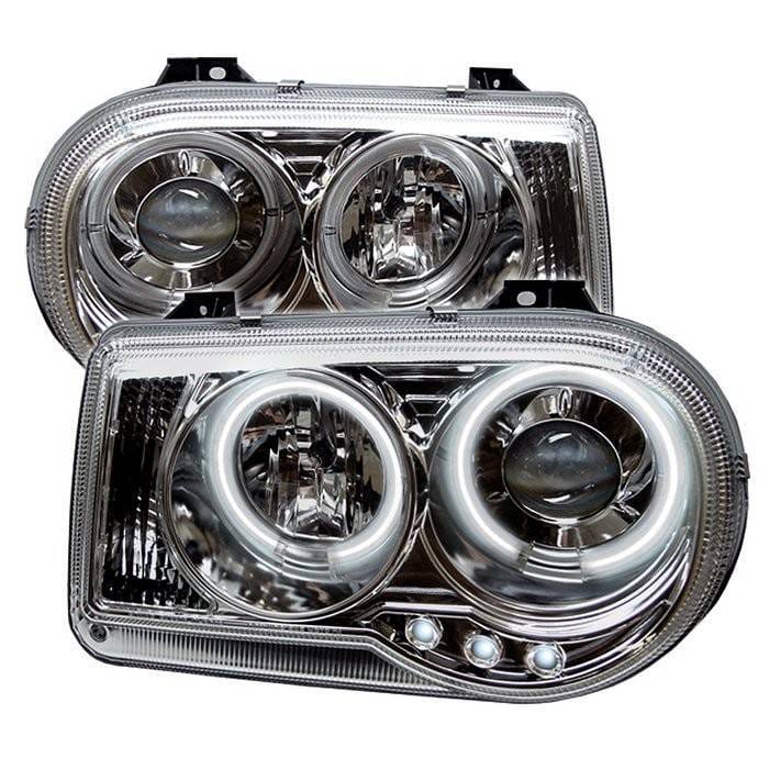 Chrysler 300 Spyder Projector Headlights - CCFL Halo - LED - Chrome - 444-C300C-CCFL-C