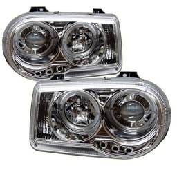 Chrysler 300 Spyder Projector Headlights - LED Halo - LED - Chrome - 444-C300C-HL-C
