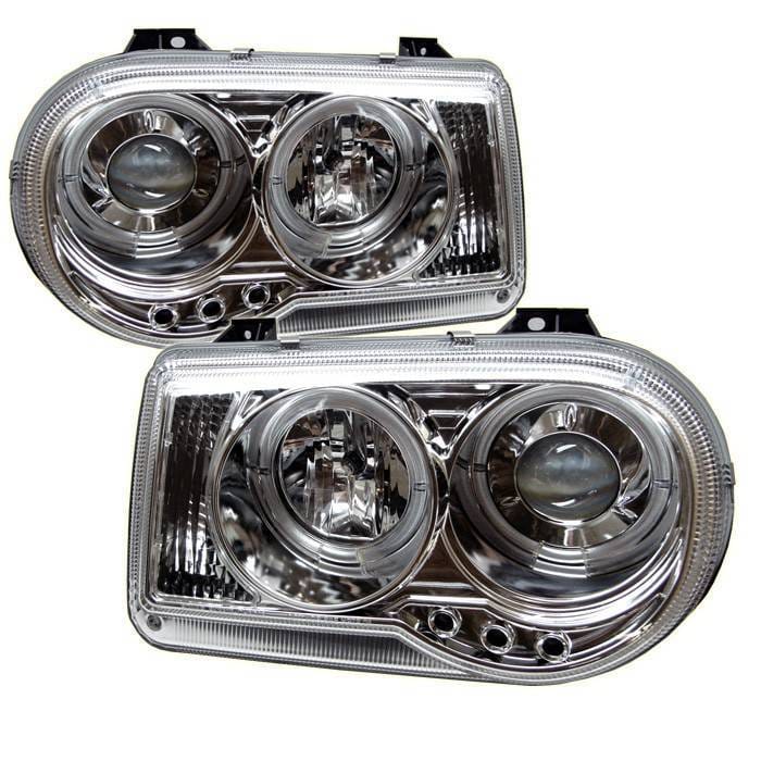 Chrysler 300 Spyder Projector Headlights - LED Halo - LED - Chrome - 444-C300C-HL-C