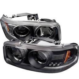 GMC Sierra Spyder Projector Headlights - LED Halo - LED - Black - 444-CDE00-HL-BK