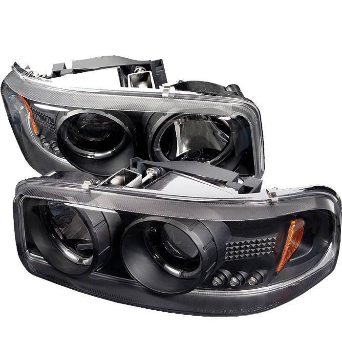 GMC Sierra Spyder Projector Headlights - LED Halo - LED - Black - 444-CDE00-HL-BK