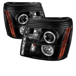 Cadillac Escalade Spyder Projector Headlights - Xenon HID Model Only - LED Halo - DRL - Black - 444-CE02-HID-DRL-BK