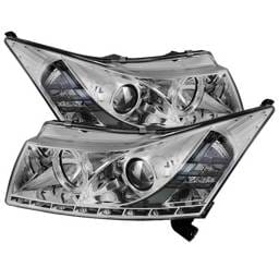 Chevrolet Cruze Spyder Daytime Running LED Projector Headlights - Chrome - 444-CHIP06-HL-SM
