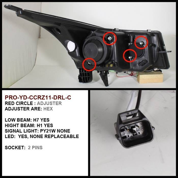 Chevrolet Cruze Spyder Daytime Running LED Projector Headlights - Chrome - 444-CHIP06-HL-SM thumbnail 2