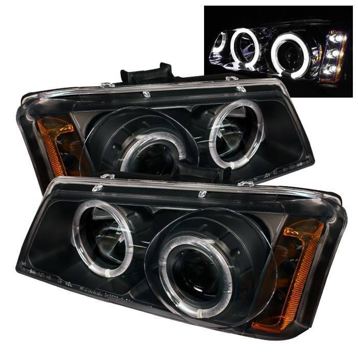 Chevrolet Avalanche Spyder Projector Headlights - LED Halo - LED - Amber Reflector - Black - 444-CS03-AM-BK