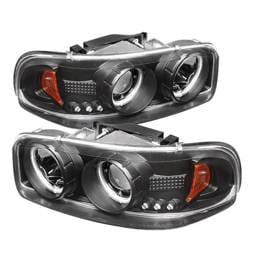 GMC Sierra Spyder Projector Headlights - CCFL Halo - LED - Black - 444-CDE00-CCFL-BK