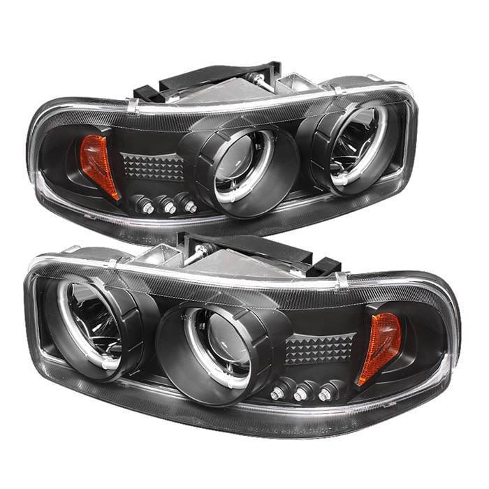 GMC Sierra Spyder Projector Headlights - CCFL Halo - LED - Black - 444-CDE00-CCFL-BK