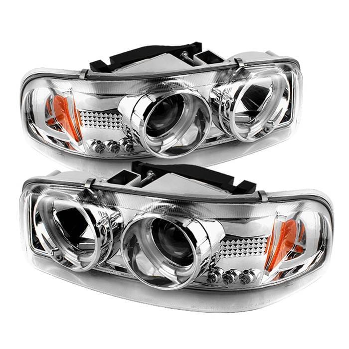 GMC Sierra Spyder Projector Headlights - CCFL Halo - LED - Chrome - 444-CDE00-CCFL-C