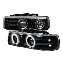 Chevrolet Silverado Spyder Projector Headlights - CCFL Halo - LED - Black - 444-CS99-CCFL-BK