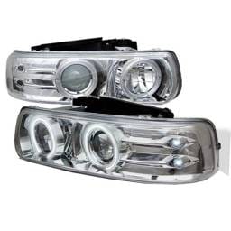 Chevrolet Silverado Spyder Projector Headlights - CCFL Halo - LED - Chrome - 444-CS99-CCFL-C