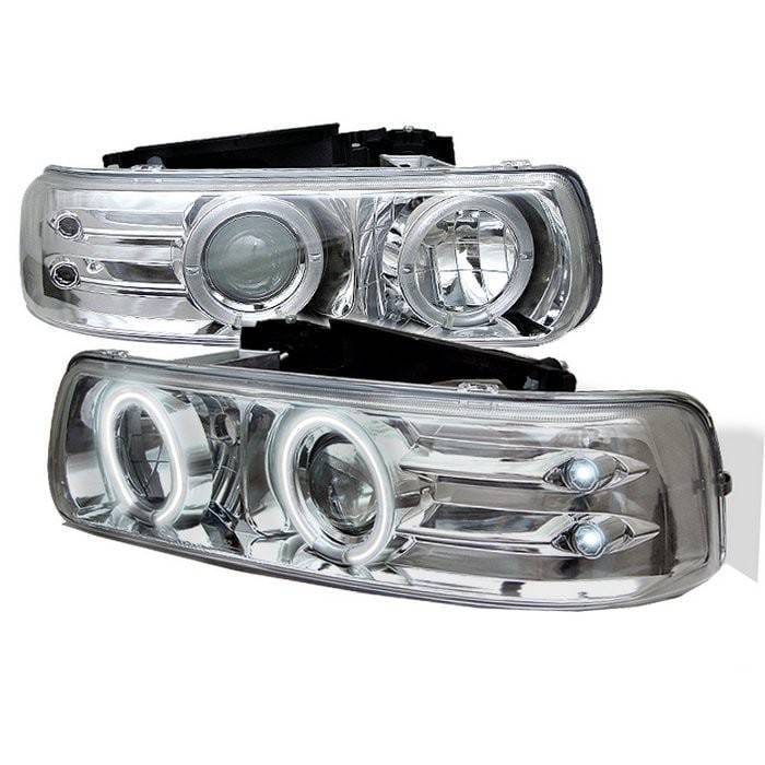 Chevrolet Silverado Spyder Projector Headlights - CCFL Halo - LED - Chrome - 444-CS99-CCFL-C