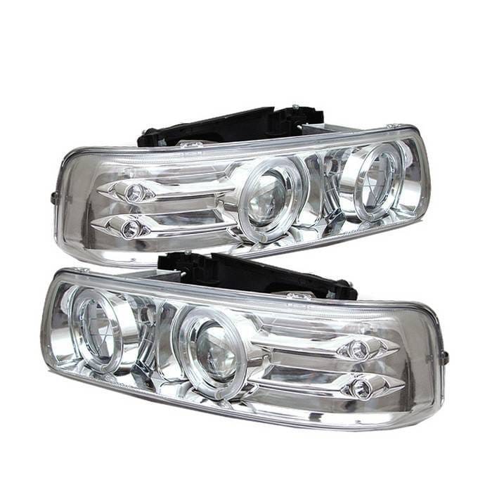 Chevrolet Silverado Spyder Projector Headlights - LED Halo - LED - Chrome - 444-CS99-HL-C